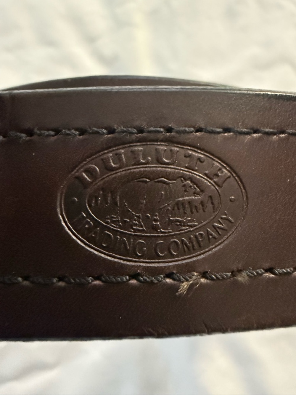 Duluth Trading Co Brown Leather Belt with Embossed Logo